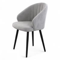 Стул Шолден Велюр Серый / Черный матовый (Муар)