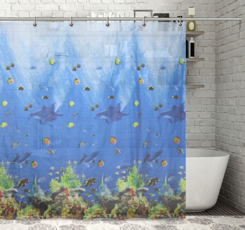 Штора для ванной "Рыбки", 180х180 см, PEVA 1279189					