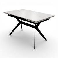 Стол  DTM 0412 CS, 120+30+30*80*76,Керамика цвет мрамор белый Y15, ножки черные