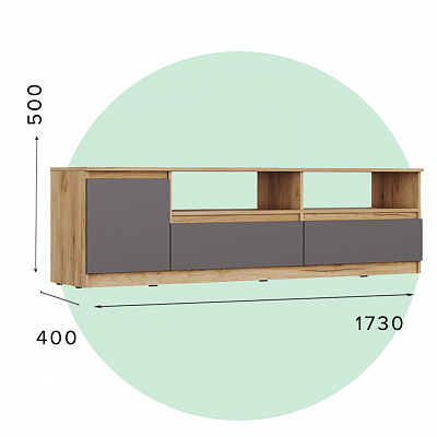 Тумба под ТВ-18 Сити ,Серый графит/Дуб крафт золотой