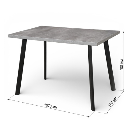 Стол Дублин CRAFT 32 ,1070*700,  нераскладной (ЛДСП Цемент темный) В2/Черный