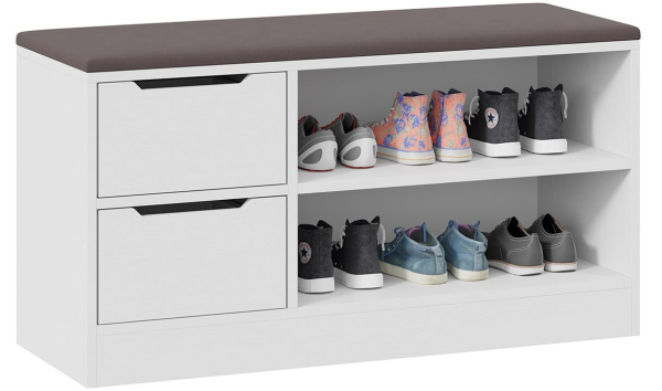 Тумба для обуви Тип 13 белый ясень / велюр серый