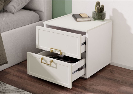 Стелла Тумба прикроватная Белый холст/Белый жемчуг