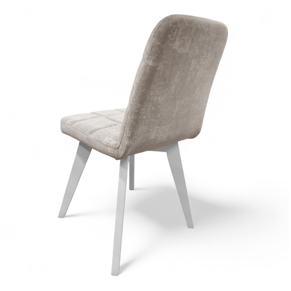 Стул Авиньон (квадрат), велюр Холли 02 Бежевый+каркас стандарт массив дерево(белый) 