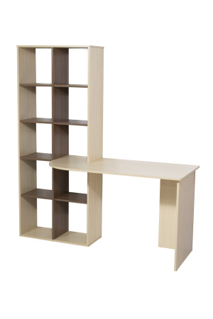 Стол со стеллажом НИМ дуб млечный/шимо тёмный
